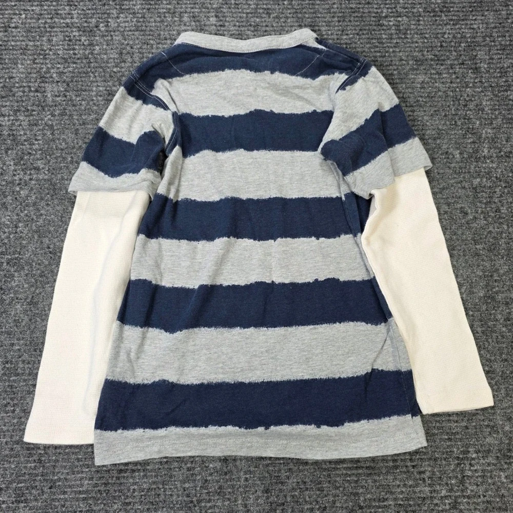 Converse All Star Striped Layered Henley Shirt‎ Boy's Size 8-10 Yrs Grey Navy